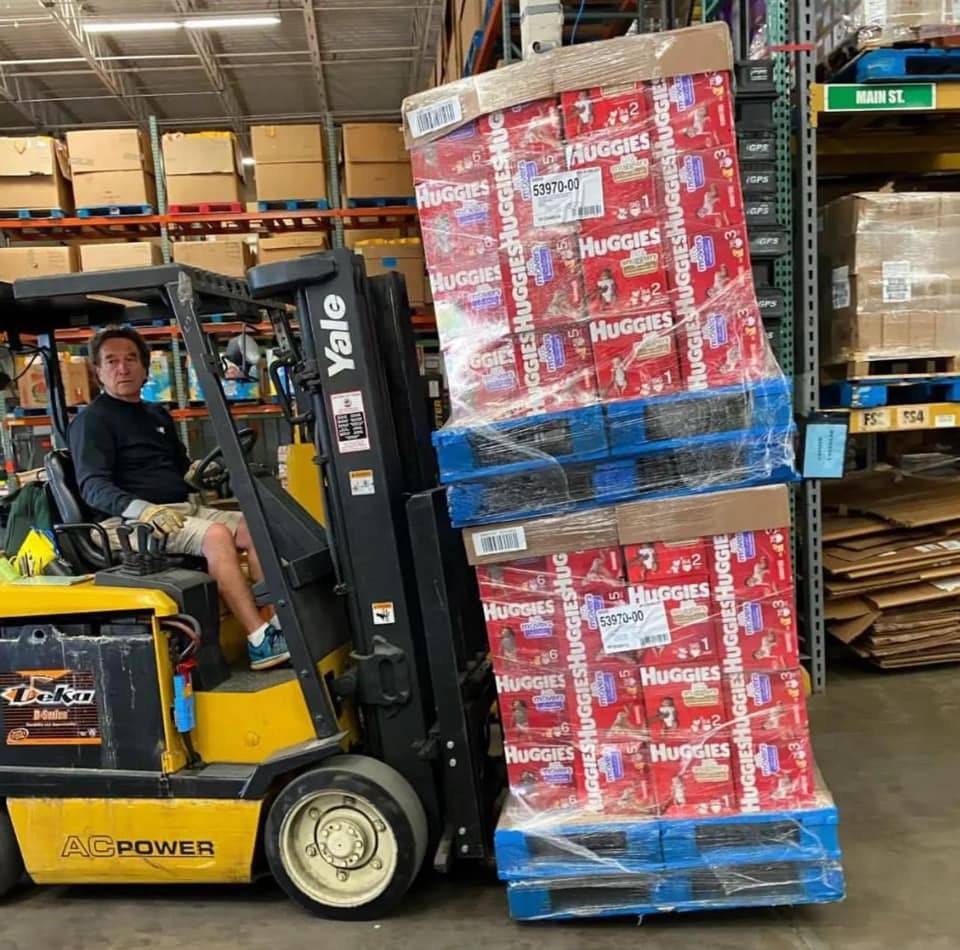 Loading Huggies at USA Pallet Liquidation
